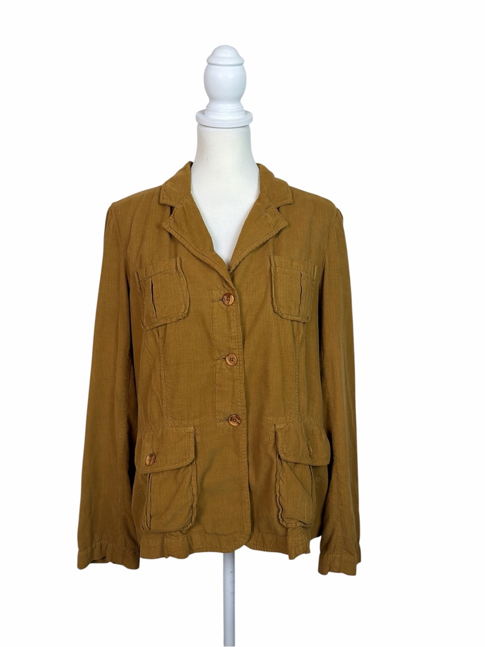 Sundance Women’s Corduroy Utility Jacket Large Mustard Brown Cotton Blazer Boho